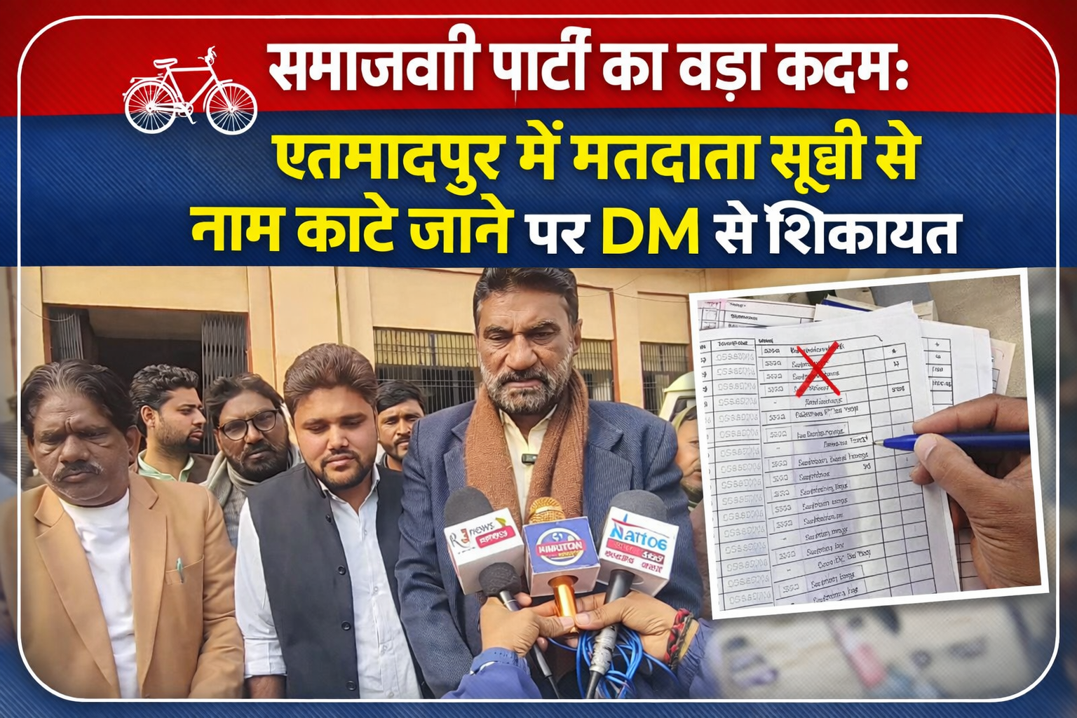 समाजवादी पार्टी का बड़ा कदम: एत्मादपुर में मतदाता सूची से नाम काटे जाने पर DM से शिकायत